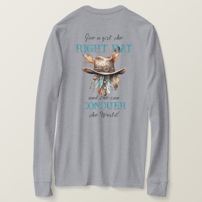 Boho Cowgirl Hat Long Sleeved T - Shirt (Design Rückseite)