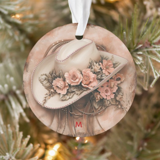 Boho-Cowgirl Western-Blumenmuster Ornament (Baum)