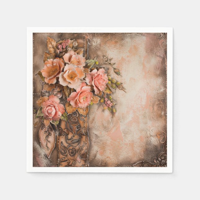 Boho Cowgirl Western Floral Wedding Napkins Serviette (Vorderseite)
