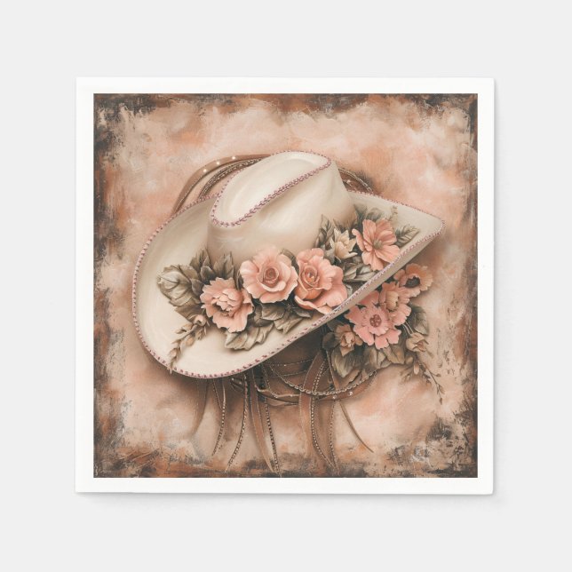 Boho Cowgirl Western Floral Wedding Napkins Serviette (Vorderseite)
