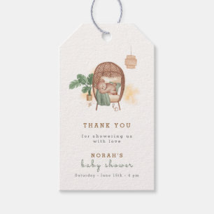 Boho Cozy Teddybär Schlaf Baby Shower Danke Geschenkanhänger