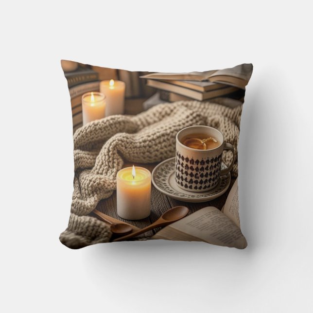 Boho Cozy Warm Kerzenlicht Kissen (Vorderseite)