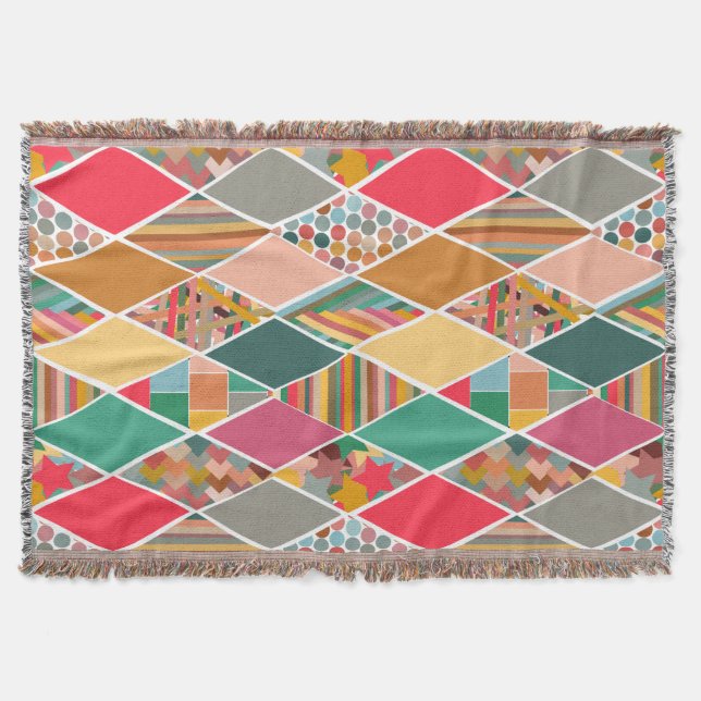 Boho Crazy Quilt Decke (Vorderseite)