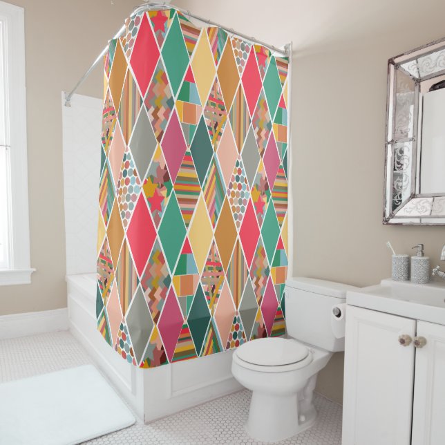 Boho Crazy Quilt Duschvorhang (Beispiel)