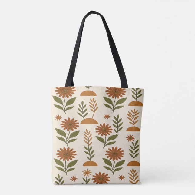 Boho Cream and Brown Shapes Tote Bag (Rückseite)
