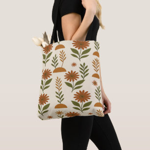 Boho Cream and Brown Shapes Tote Bag