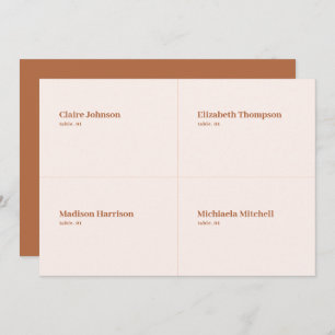 Boho Cream and Burnt Orange Wedding Place Card DIY Einladung