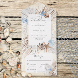 Boho Cream Beach Rustikales Abendessen All In One Einladung