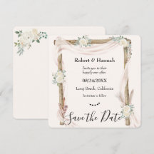 Boho Cream Blumen Hochzeitsbogen Save the Date