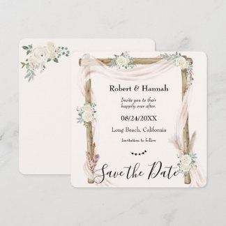 Boho Cream Blumen Hochzeitsbogen Save the Date