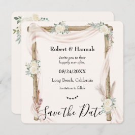 Boho Cream Floral Wedding Arch Save the Date
