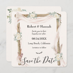 Boho Cream Floral Wedding Arch Save the Date