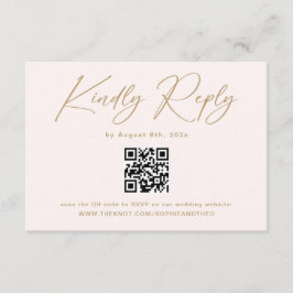 Boho Cream Neutral Wedding RSVP Qr Code Begleitkarte