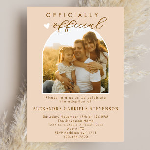 Boho Cream Pastel Offizielle Adoptions-Tag Party Einladung