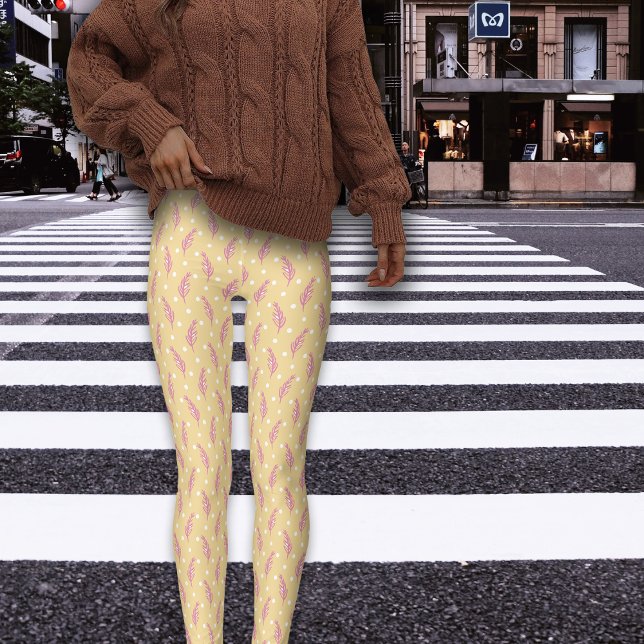 Boho Cream Pink Botanicals Leggings (Von Creator hochgeladen)