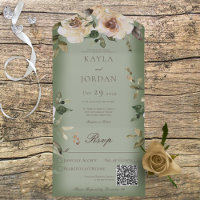 Boho Cream-Rose sprechen für grünen QR-Code