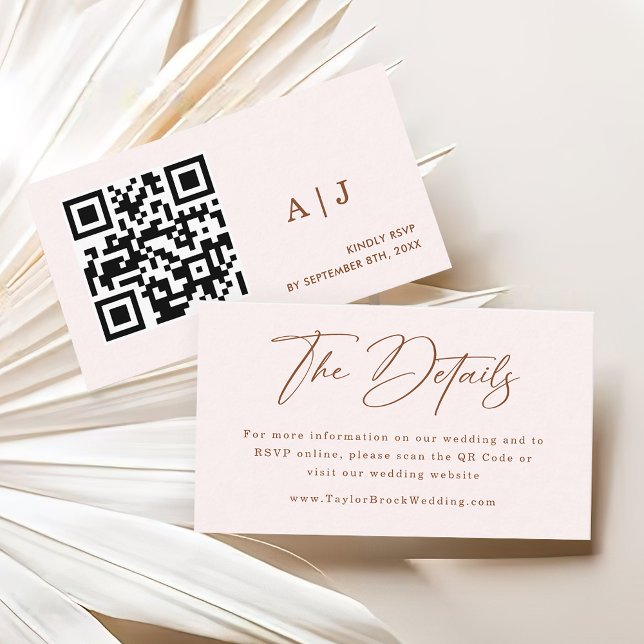 Boho Cream und Terracotta Wedding Website qr Code Begleitkarte (Von Creator hochgeladen)