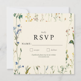 Boho Cream Wildblume RSVP-Karte