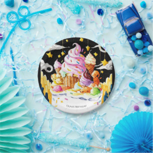 Boho Creamy Ice Cream Geburtstag Pappteller