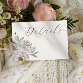 Boho-Creme- und Off-White-Blumen-Hochzeitsdetails Begleitkarte