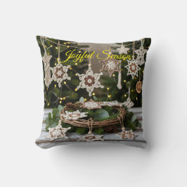 Boho Crochet Snowflake Weihnachtsbaum Kissen