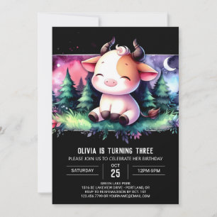 Boho Custom Cow Birthday Einladung