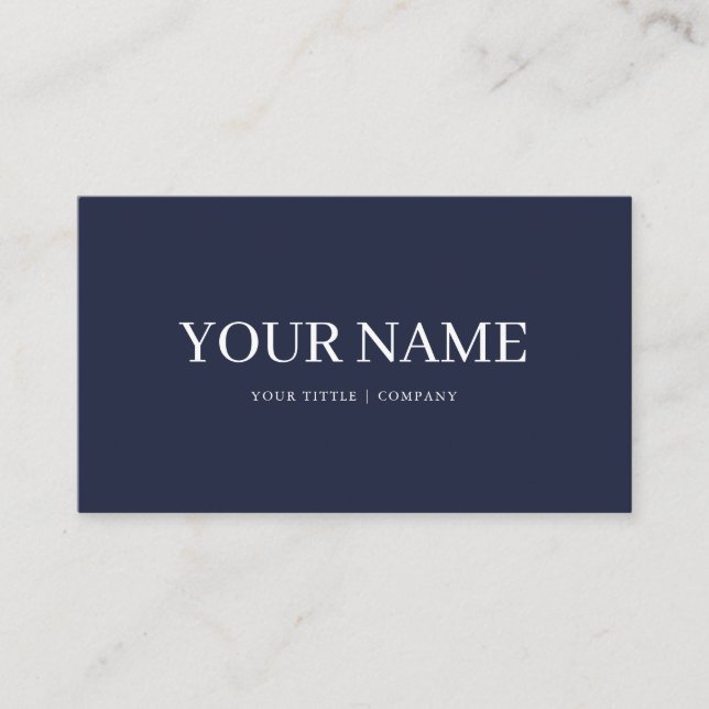 Boho Custom Navy Blue Simple Business Card Visitenkarte (Vorderseite)