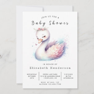 Boho Custom Swan Baby Shower Einladung