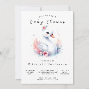 Boho Custom Swan Baby Shower Einladung
