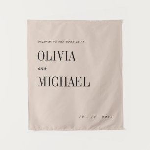 Boho Custom Wedding Welcome Beige Tapestry Wandteppich