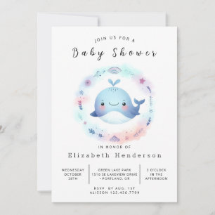 Boho Custom Whale Baby Shower Einladung
