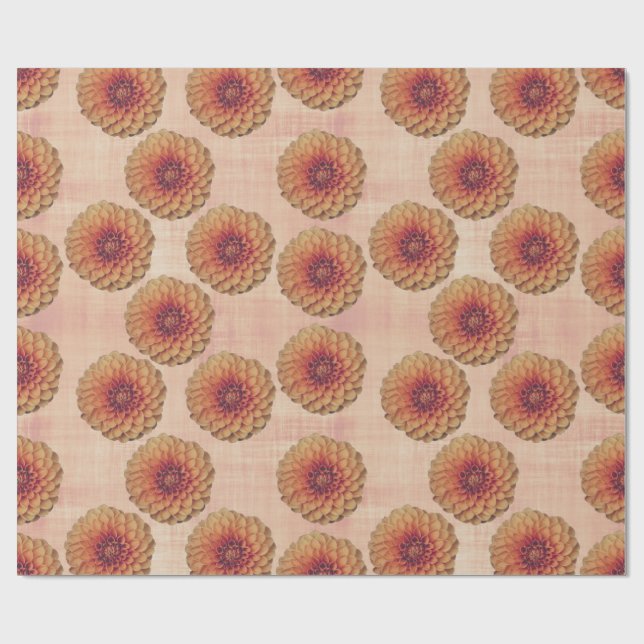 Boho Dahlia Floral Rustic Country Wrapping Paper Geschenkpapier (Flach)