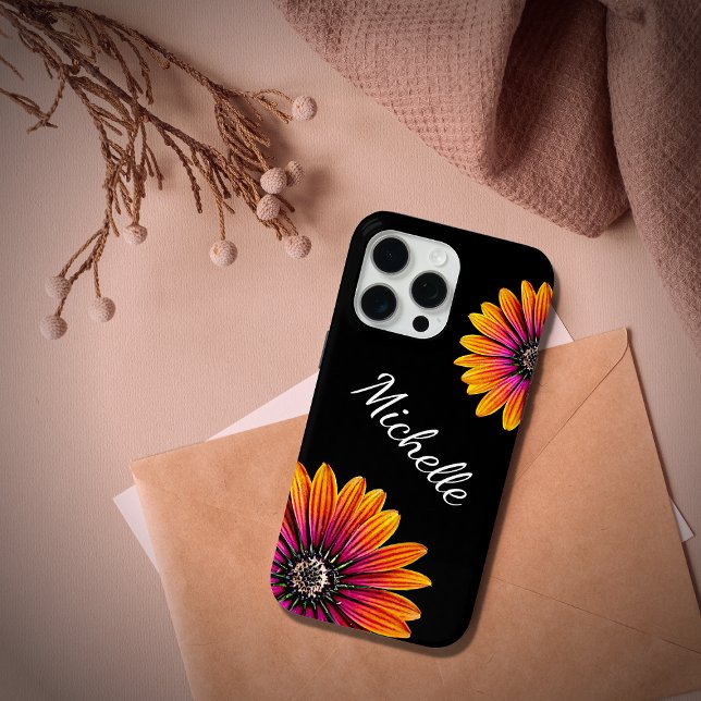 Boho Daisies Botanisches Rustikales Schwarzes Case-Mate iPhone Hülle (Von Creator hochgeladen)