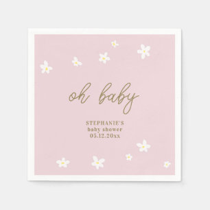 Boho Daisies Pink Gold Oh Baby Girl Dusche Serviette