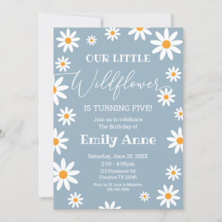 Boho Daisies Wildflower Birthday party invitation Einladung