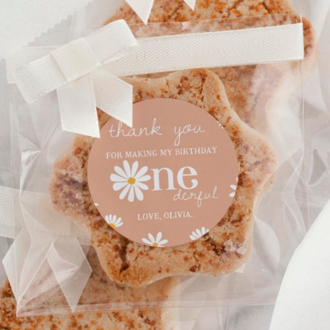 Boho Daisy 1. Geburtstagsaufkleber Runder Aufkleber (Von Creator hochgeladen)