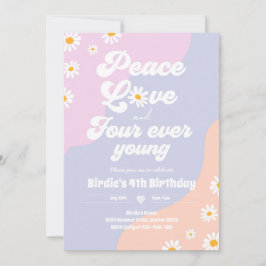 Boho Daisy 4. Geburtstag Peace Liebe Four Ever You Einladung