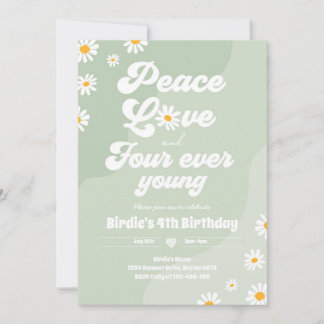 Boho Daisy 4. Geburtstag Peace Liebe Four Ever You Einladung