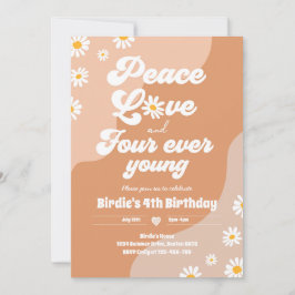 Boho Daisy 4. Geburtstag Peace Liebe Four Ever You Einladung