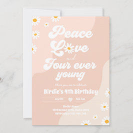 Boho Daisy 4. Geburtstag Peace Liebe Four Ever You Einladung