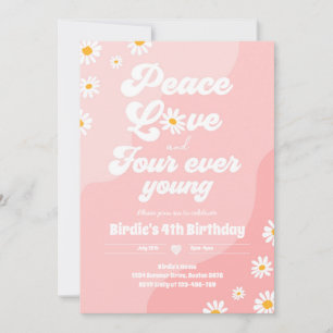Boho Daisy 4. Geburtstag Peace Liebe Four Ever You Einladung