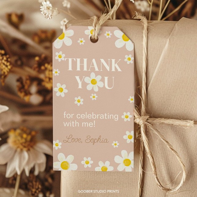 Boho Daisy Bloom Birthday Party Danke Geschenkanhänger (Von Creator hochgeladen)