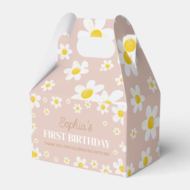 Boho Daisy Bloom Girl Birthday Favor Boxes Geschenkschachtel (Vorderseite)
