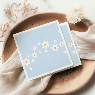 Boho Daisy Blue Baby Shower Serviette