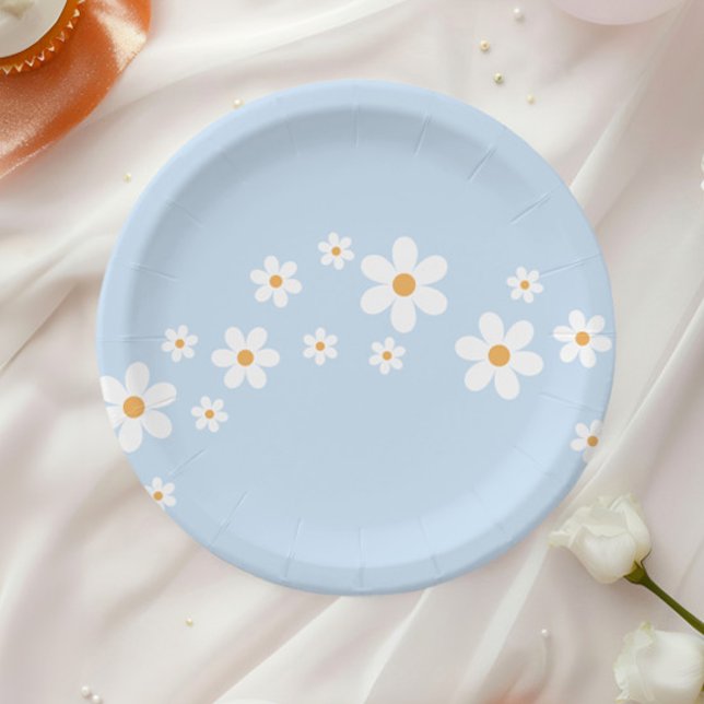 Boho Daisy Blue Baby Showpaper Teller (Von Creator hochgeladen)