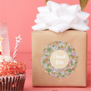 Boho Daisy Blume 70er Groovy Floral Runder Aufkleber