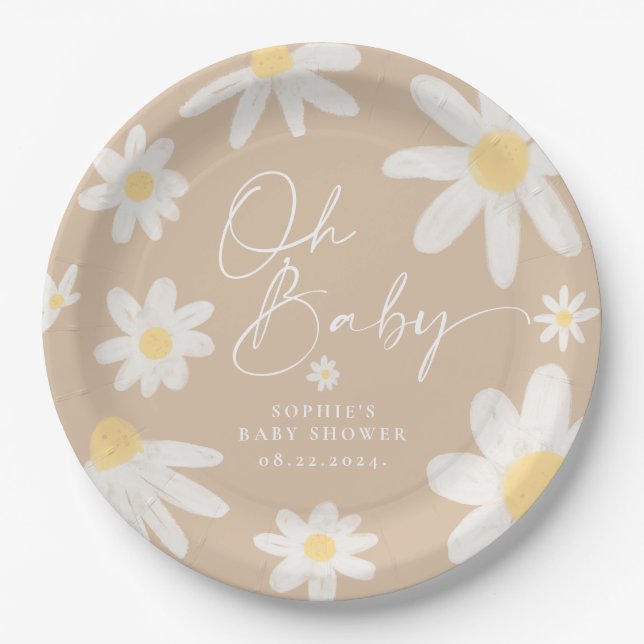 Boho Daisy Blume Paper Tellers Pappteller (Vorderseite)