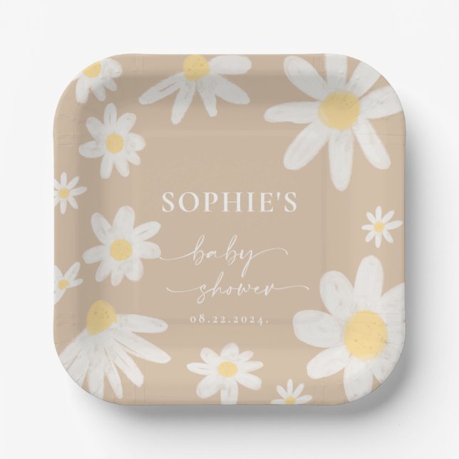 Boho Daisy Blume Paper Tellers Pappteller (Vorderseite)