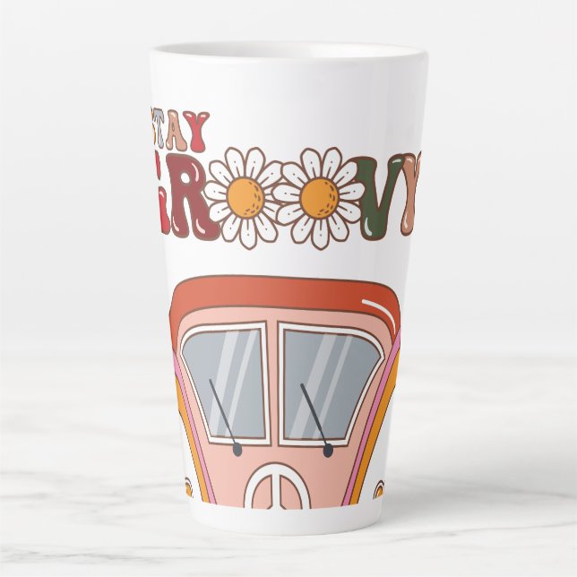 Boho Daisy Blume Retro Groovy Blumendesign Milchtasse (Vorderseite)