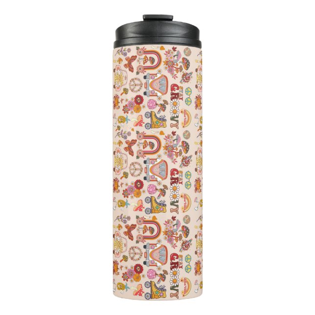 Boho Daisy Blume Retro Groovy Blumendesign Thermosbecher (Vorderseite)